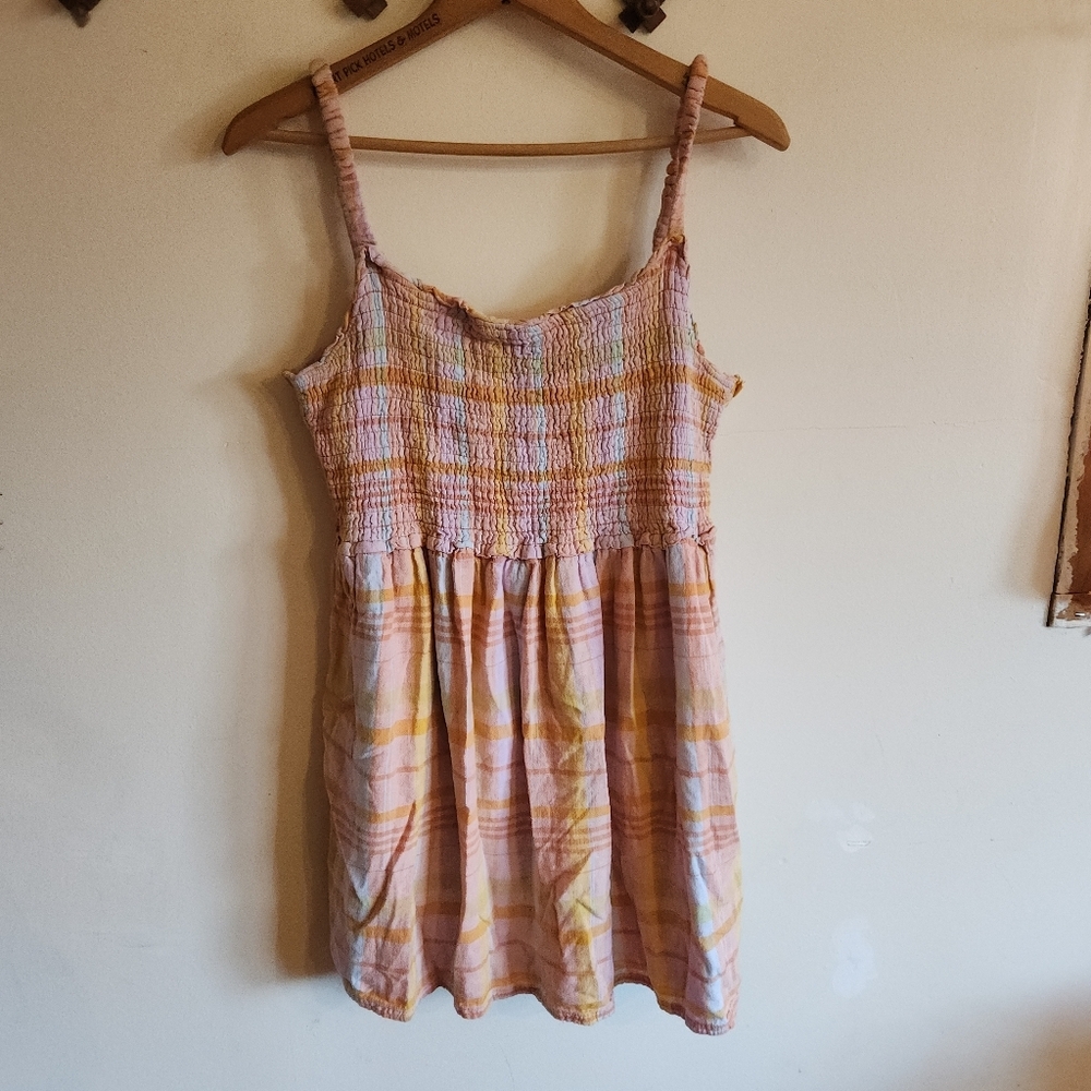American Eagle Outfitters Pink Plaid Mini Dress